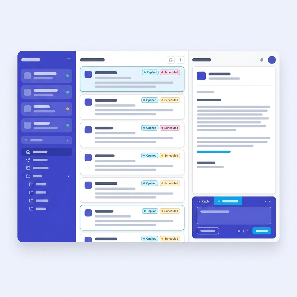 SyncLead unified master inbox showing multi-account email management