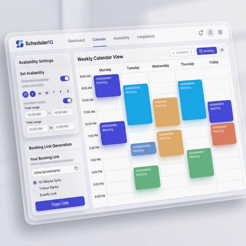SyncLead scheduling interface with calendar and availability management