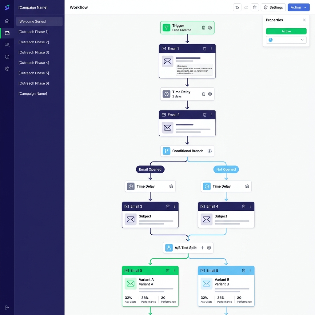 SyncLead email sequence builder with multi-step campaigns and A/B testing